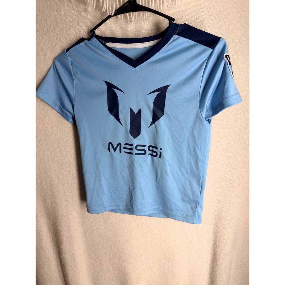 Lionel Messi Kids Soccer Jersey Light Blue Navy Number 10 Short Sleeve Shirt